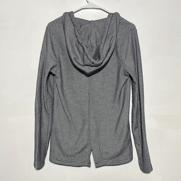 Roxy The Cuddle Hooded Grey Striped Pea Coat Sweater Jacket Size Large - Picture 12 of 13